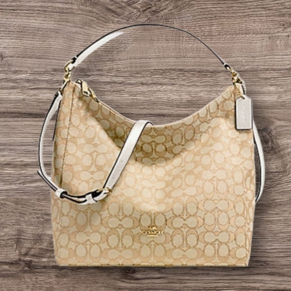 SALE Coach Celeste Convertible Hobo/Shoulder/Crossbody Bag Khaki/Chalk Handbag - Picture 2 of 12